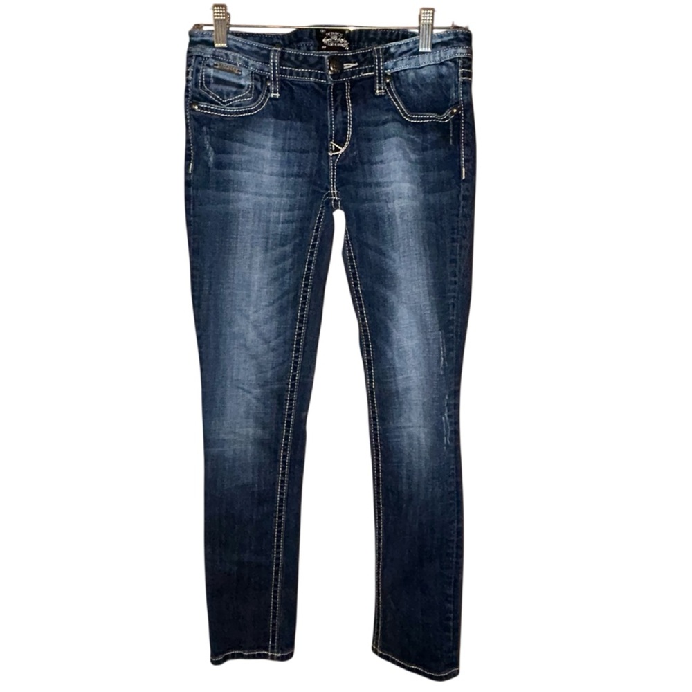 ReRock for Express Women’s Skinny Jeans Low‎ Rise Embroidered Contrast Stitch 4S